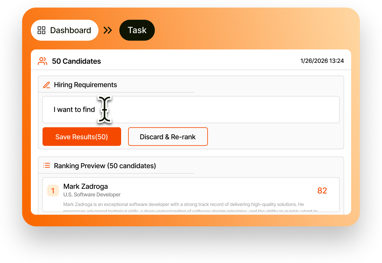 Enter Requirements & Get Rankings
